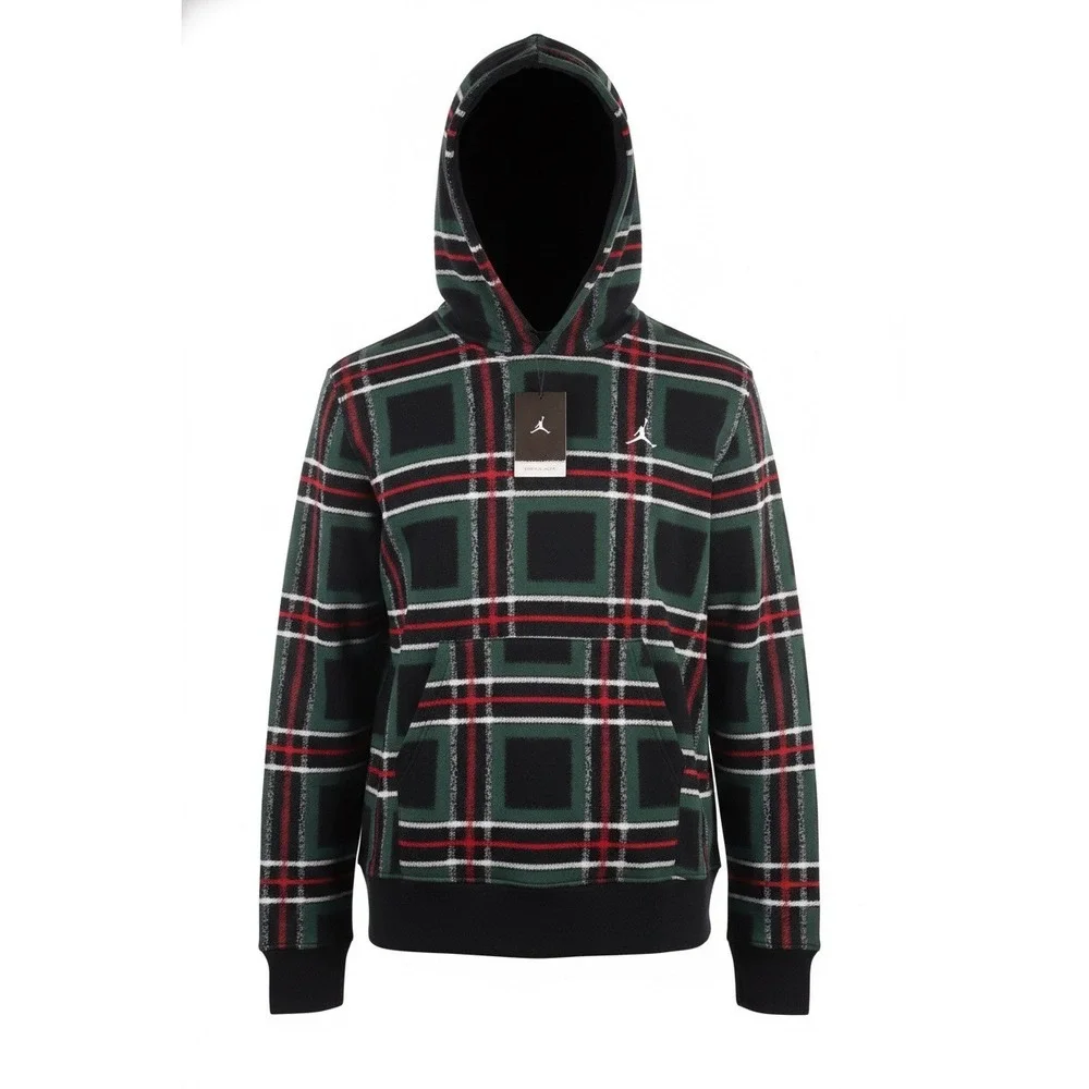 Jordan Plaid Hoodie FV7458-010 Green Red Black Mens Active Fit, Size M, NWT